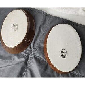 2 Hall Vintage Kitchenware 50s 60s 70s Brown Oval Dishes Hall 702 & 2089